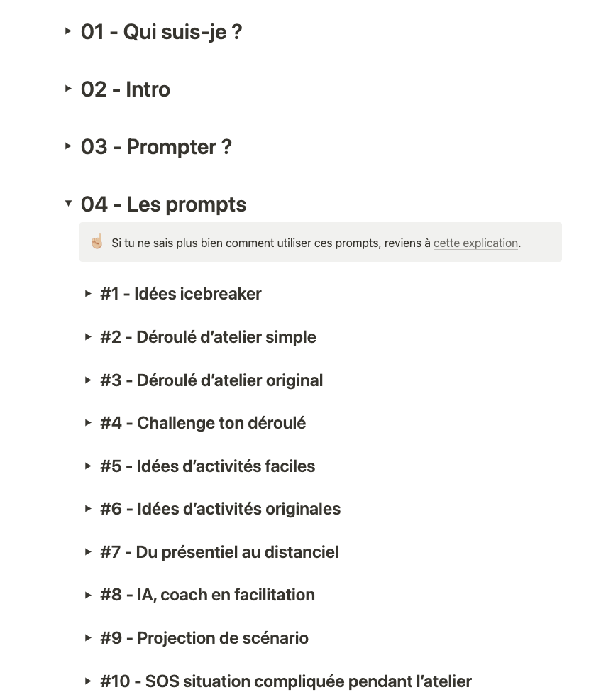 sommaire du guide de prompts IA